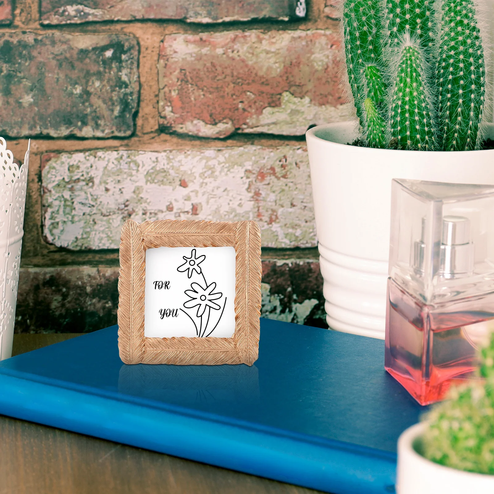 

2pcs Small Photo Frames 3X3 Mini Picture Frame Set Square Gold Frames For Desktop Tabletop Home Office Decor Wedding Gift