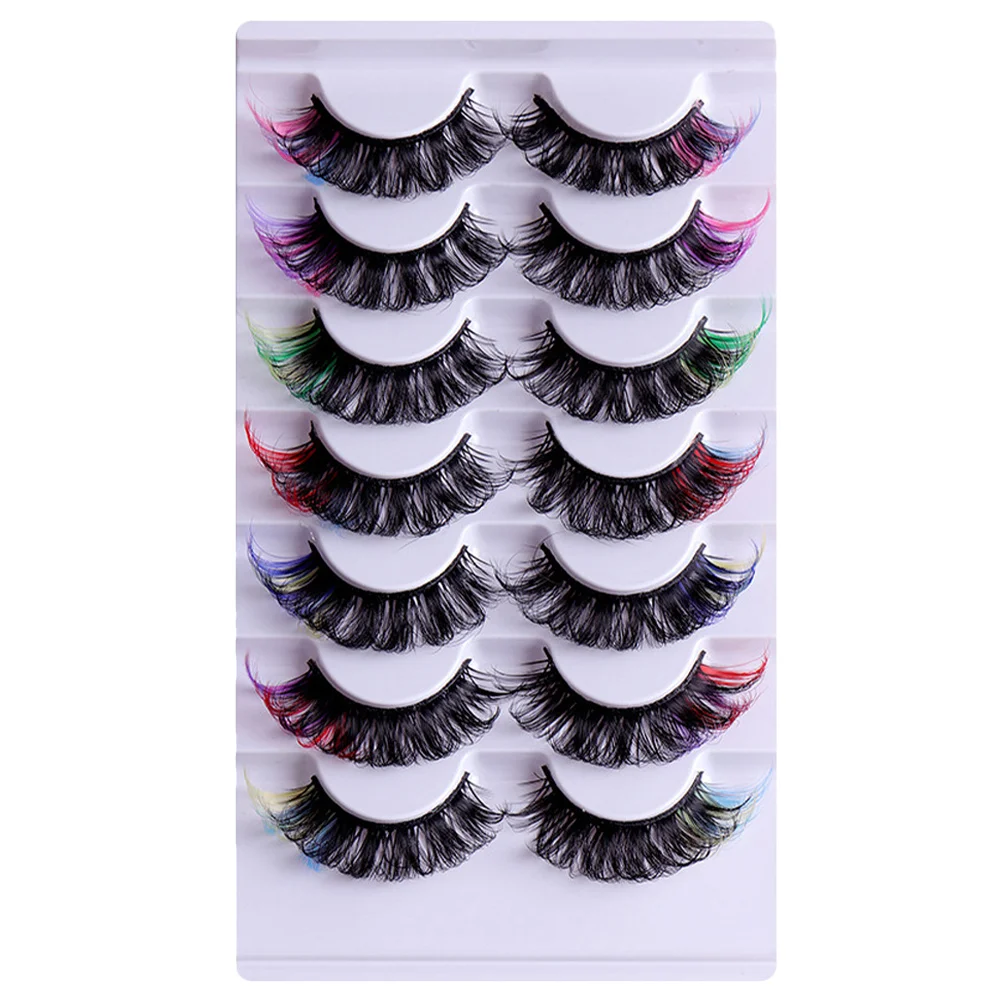 7 pares de cílios grossos e encaracolados, extensões de cílios coloridos para mulheres, faça você mesmo, cílios em cluster para festa, casamento, palco, maquiagem