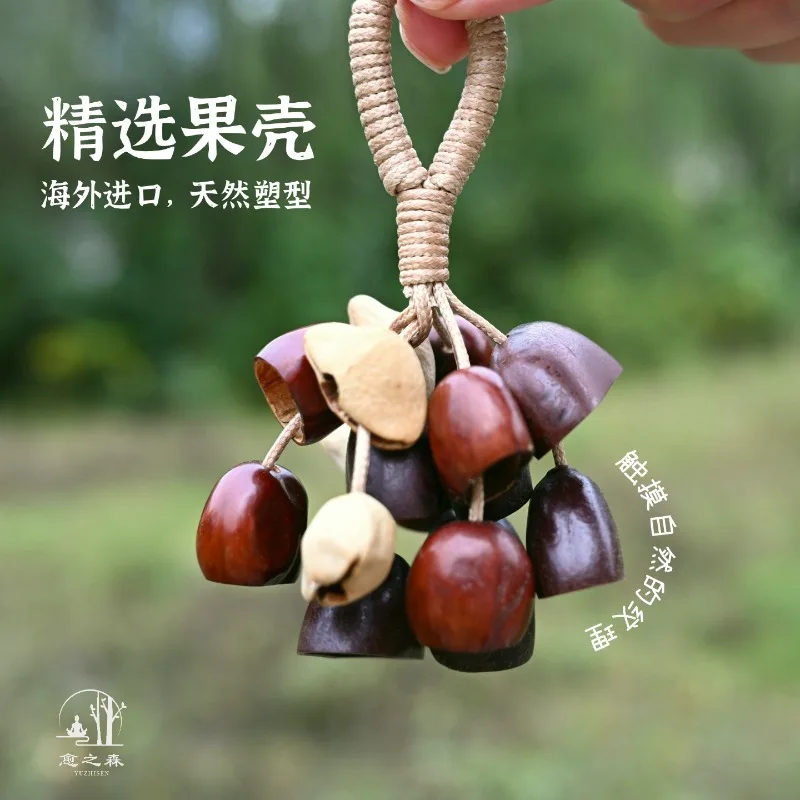 Nut Shell Hanging Bell Bag Pendant, Stream Music Therapy Hand Ring Bell Bag Hanging Fruit Pendant, Girl Blessing Gift