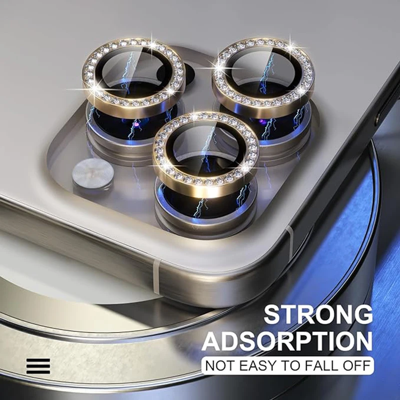 

3PCS Diamond Camera Lens Protector For IPhone 17 16 Pro Max Metal Protective Glass For IPhone 11 12 13 14 Pro Max Lens Glass