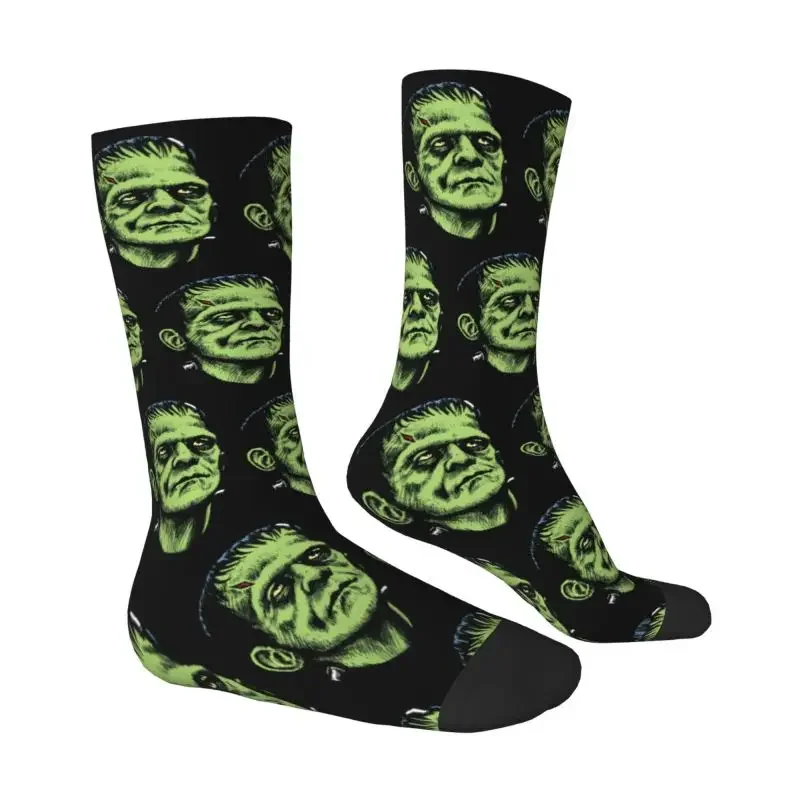 Cute Print Monster Frankenstein Socks for Men Women Stretchy Summer Autumn Winter Horror Movie Crew Socks