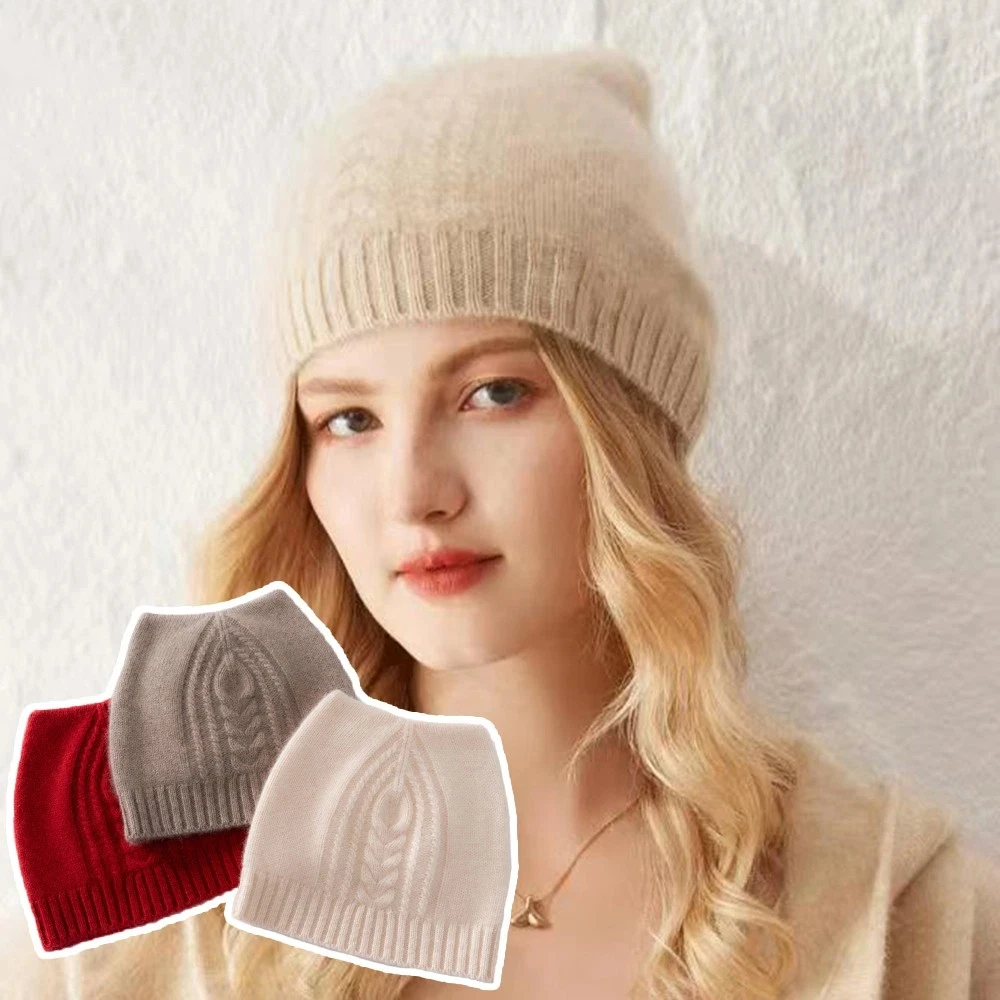 Women Ear Beanie Classic Design Pure Cashmere Hat Winter Warm Cap Gender Inclusive Cashmere Beanie Hat For Unisex Daily Wear