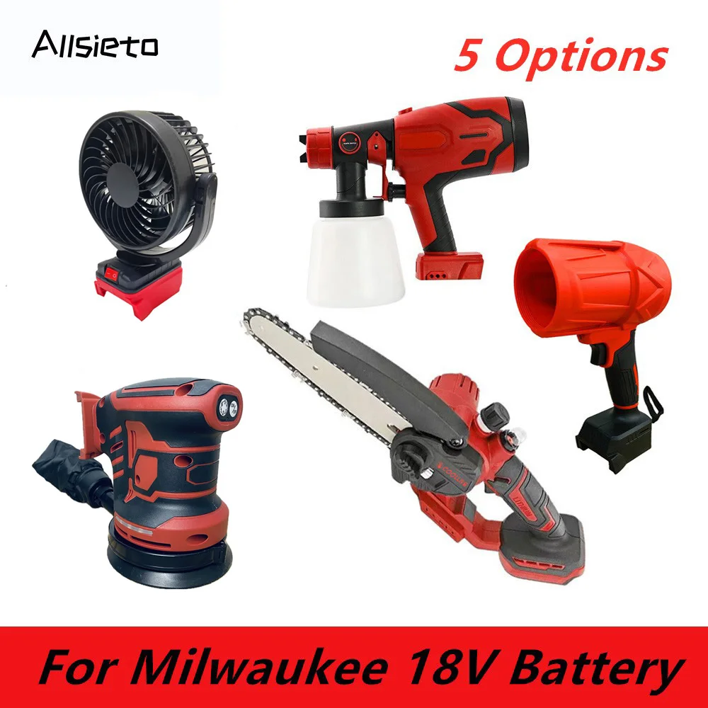 For Milwaukee 18V Battery 8 Inch Electric Chainsaw 800ML Spray Gun  125mm Electric Sander Electric Turbo Fan 5 Inch Table Fan