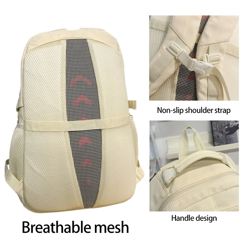 حقيبة ظهر كاجوال للجنسين من النايلون عالي السعة وخفيفة الوزن ومتينة ومحايدة للسفر وحقيبة ظهر للكمبيوتر المحمول