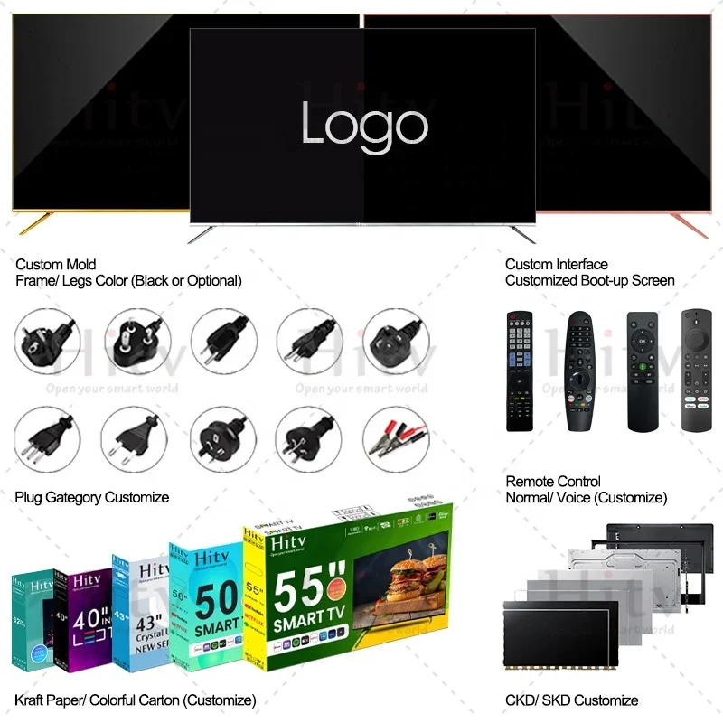 الجملة 55 بوصة تلفزيون ذكي شاشة عرض كاملة تلفزيون LED تلفزيون 55 65 75 بوصة 4K TV