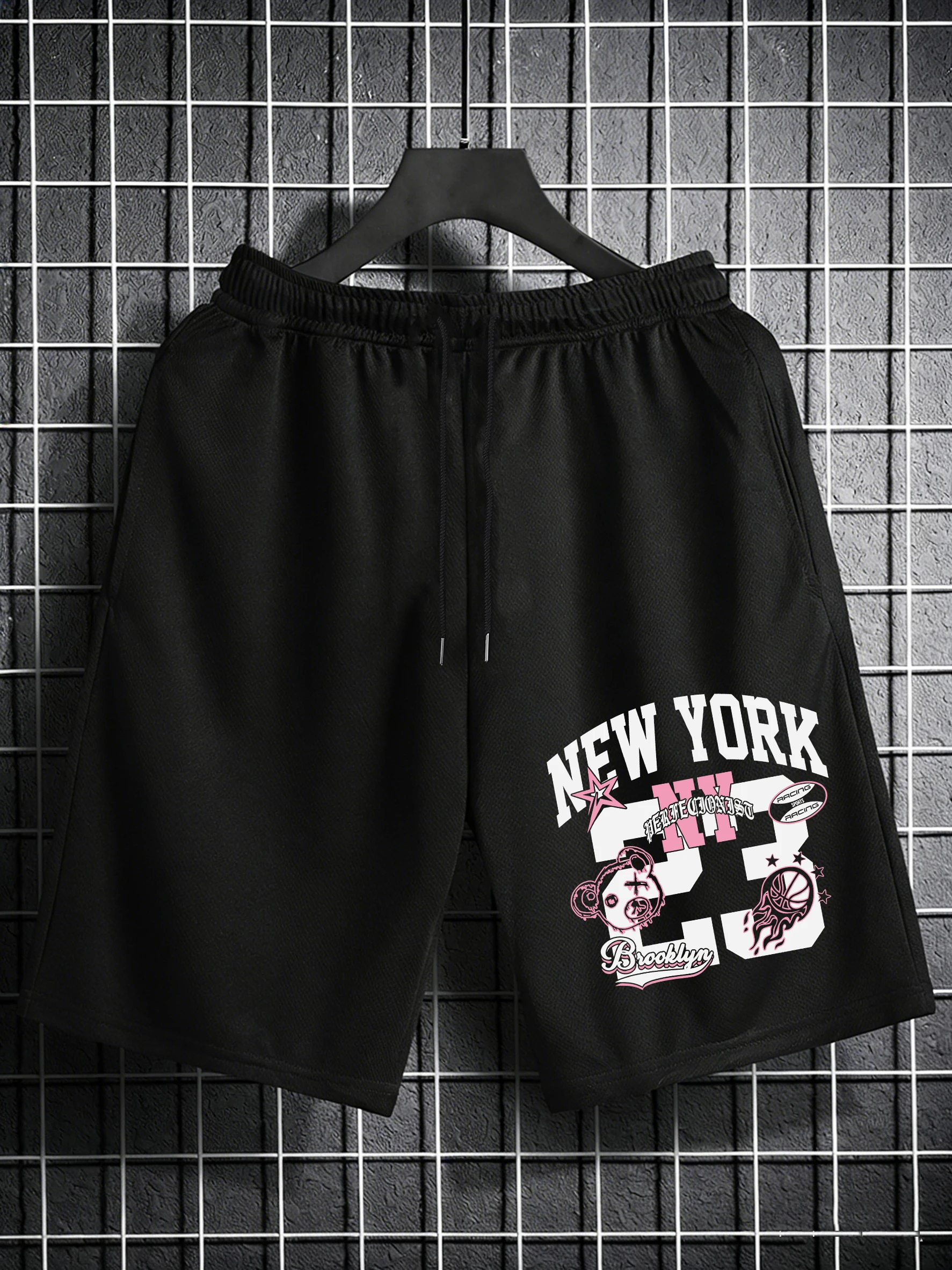 

Мужские шорты New York Number 23 с креативным принтом, широкие эластичные брюки, летние спортивные брюки для бега, свободная дышащая одежда