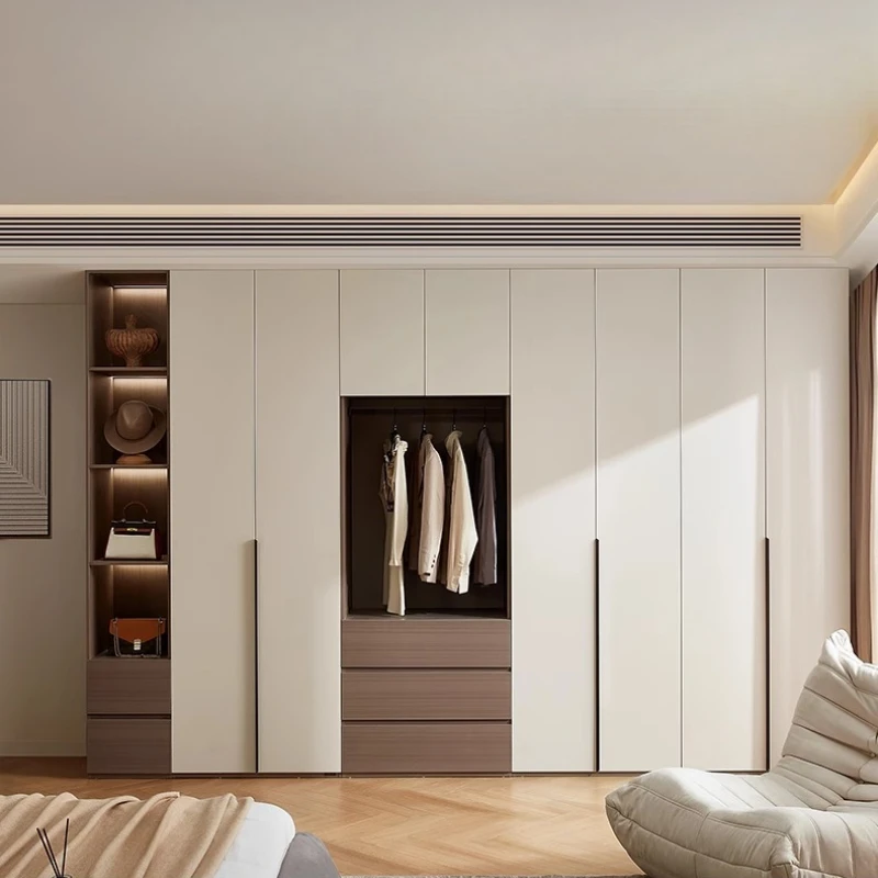 *Flat Sliding Door With Drawers And Lights Wardrobes Big Italian Wardrobe Bedroom New Light Luxury Heightening Wardrobe Modern