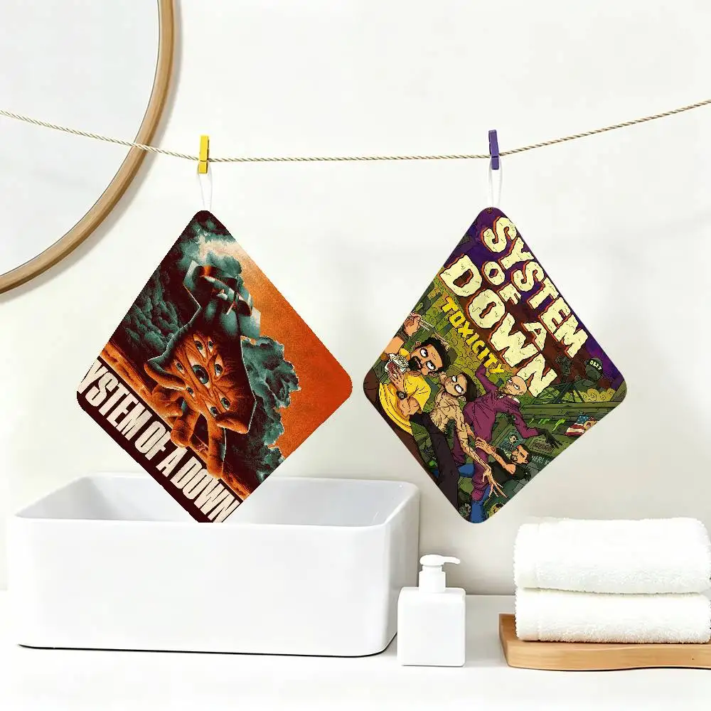 S-System Of A D-Down Band Singe Hanging Style Hand Wiping Towel, Polyester Cotton, Anti-fade for Indoor Kitchen Living Room