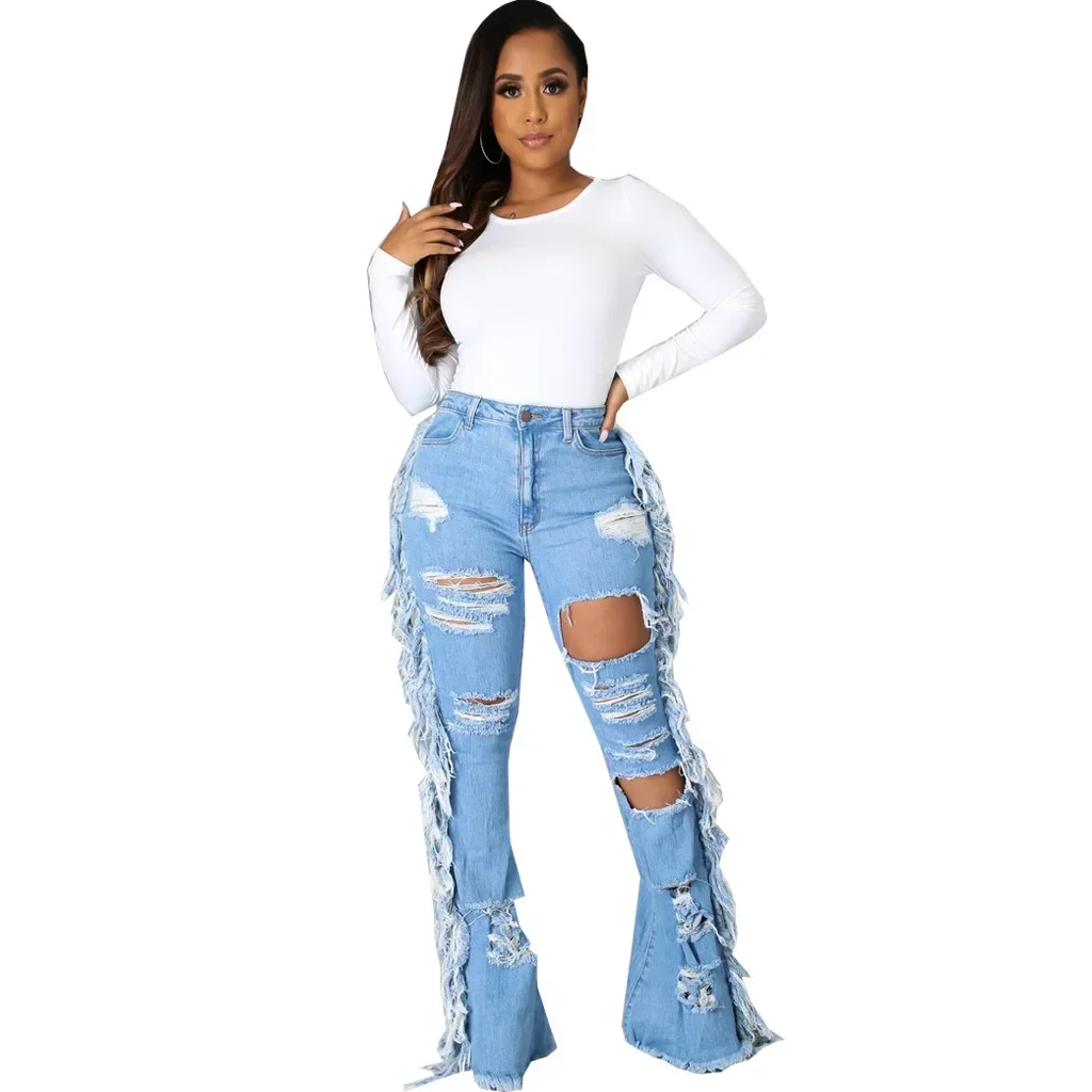 الدنيم بانت النساء شرابات هول الجينز مضيئة السراويل سليم صالح الشارع الشهير الصلبة زر سستة بنطلون لصق سيدة الصيف