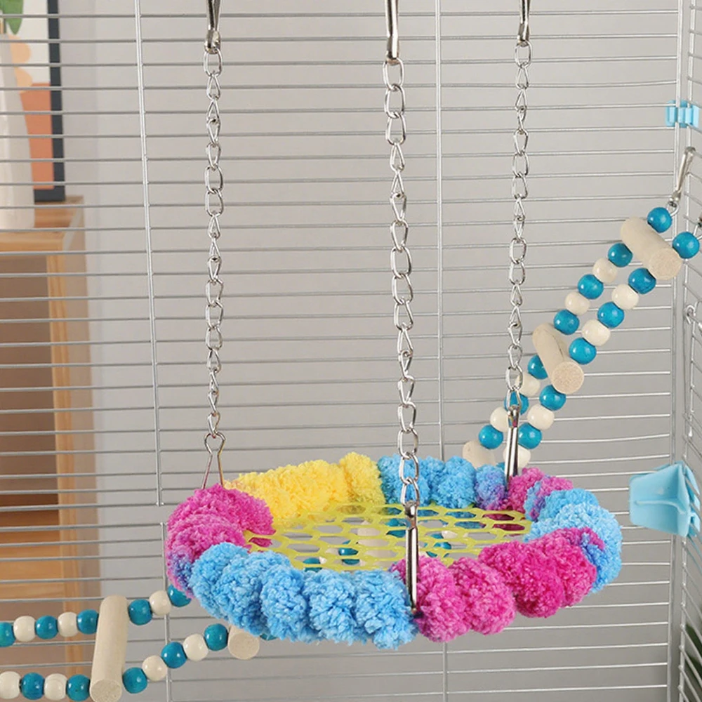 لون عشوائي الخريف الشتاء عش الطيور أفخم الببغاء جولة النوم سرير معلق محطة الإطار للحيوانات الصغيرة الحيوانات الأليفة الطيور قفص الببغاء