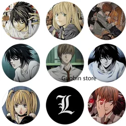 58mm Japanese Anime Death Note Enamel Pins Handmade Round Brooch L Killer Yagami Light Cosplay Badge Backpacks Jewelry Gifts