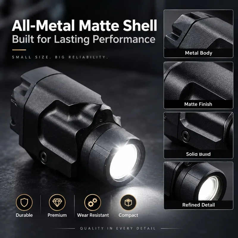 All Metal Matte Shell 800 Lumen Under Mount Flashlight Built‑in Recharge Battery Energy‑saving with Extra Mount Parts