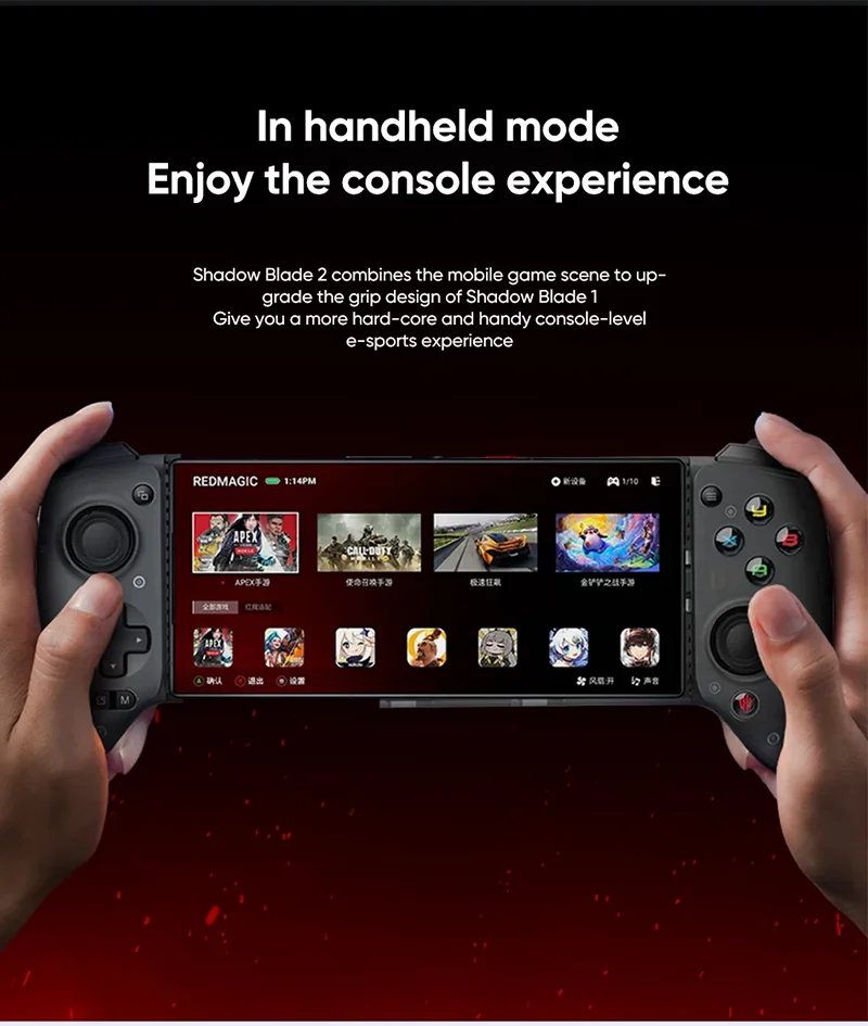 Neues Redmagic Shadow Blade Gamepad 2, schwarz strukturierte weiche Gummigriffe, Typ-C-Telefon-Controller für Red Magic 9 Pro Gamepad Android