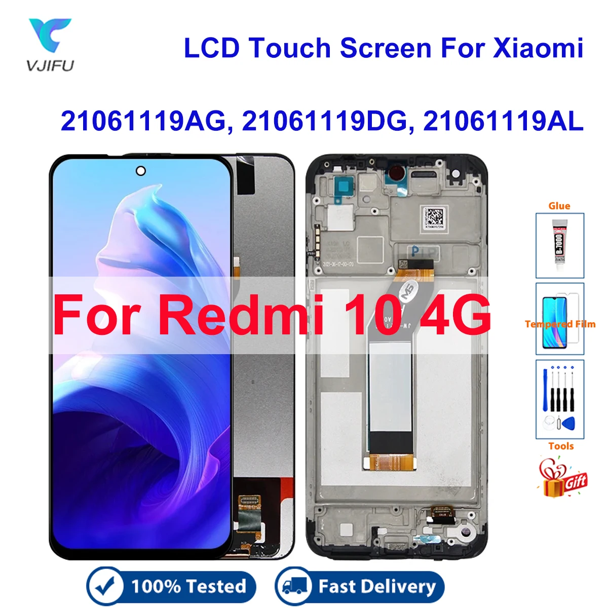 

ЖК-дисплей для Xiaomi Redmi 10 дисплей 21061119AG сенсорный экран для Redmi 10 4G 21061119DG 21061119AL дигитайзер в сборе заменяемый