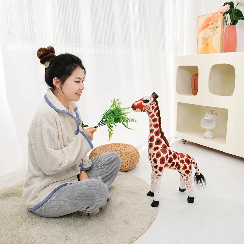 50~110cm Realistic Giraffe Plush Toy Soft Stuffed Animal Pillow Perfect Gift for Kids Room Decor Nursery Companion Birthday Gift