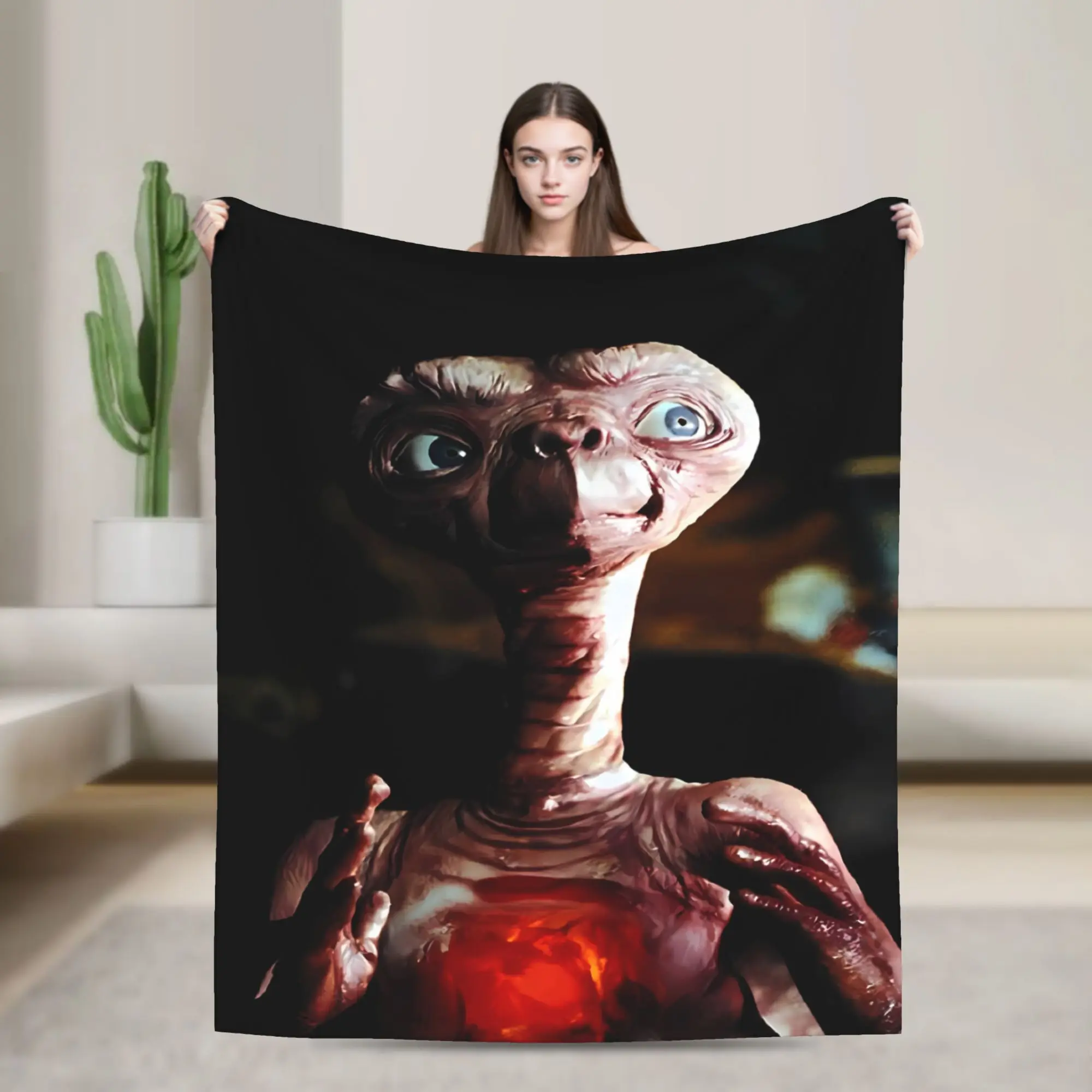 E.T. Blanket  Travel Flannel Throw Blanket For Couch Chair Sofa Bed Super Soft Custom DIY Quality Bedspread Gift