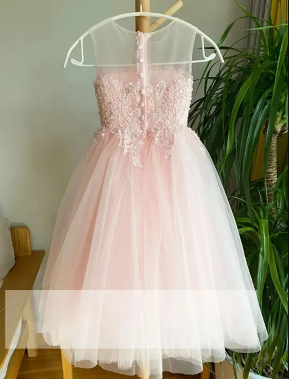 

Customized Light Pink Flower Girl Dresses For Wedding Appliques Tulle A-Line Elegant Kids Birthday Party First Communion Gown