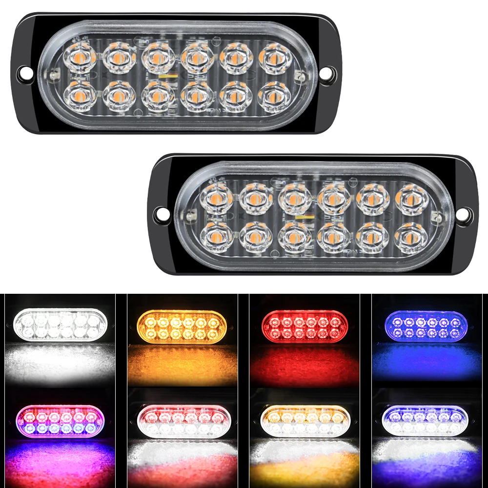 

10pcs Truck 12-24V 12smd LED Constant Warning Light Grille Lightbar Car Beacon Lamp Amber Yellow White Red BlueTraffic Light ABS