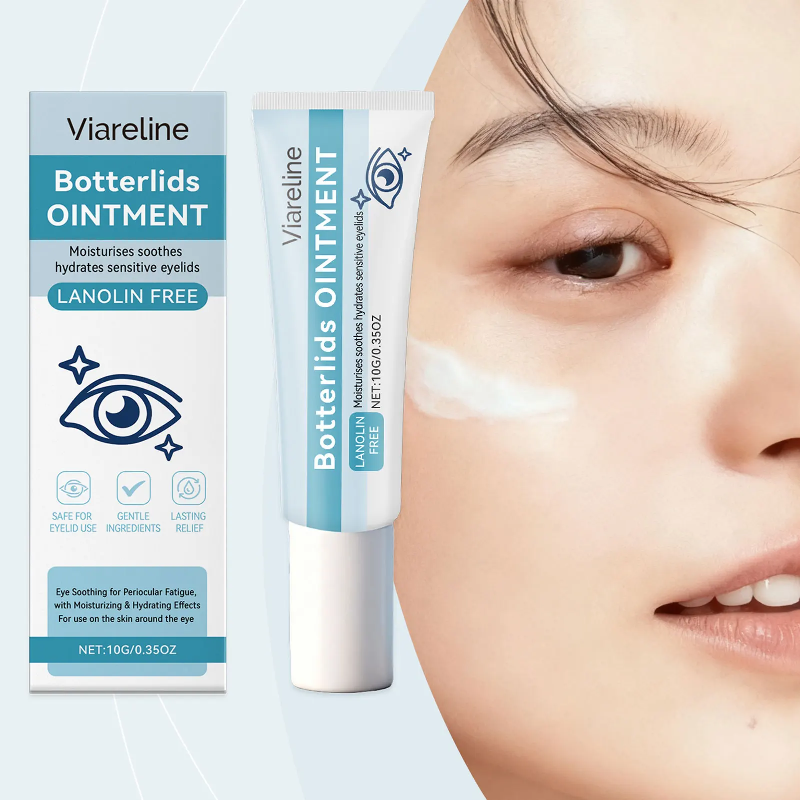 

Крем для глаз 10 г, мазь для глаз без ланолина, успокаивающий крем для век, увлажняющий и питательный уход для сухой, зудящей, покрасневшей, чувствительной кожи