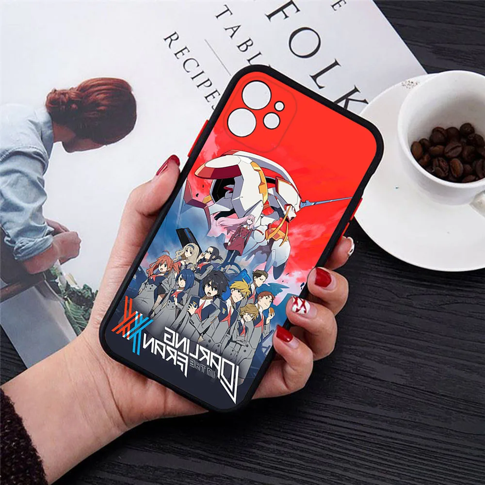 Cases For iPhone 16 15 14 7 8 Plus 13 12 11 Pro Max XS X 16P XR SE Darling in the FranXX Frosted Translucent Fundas Phone Case