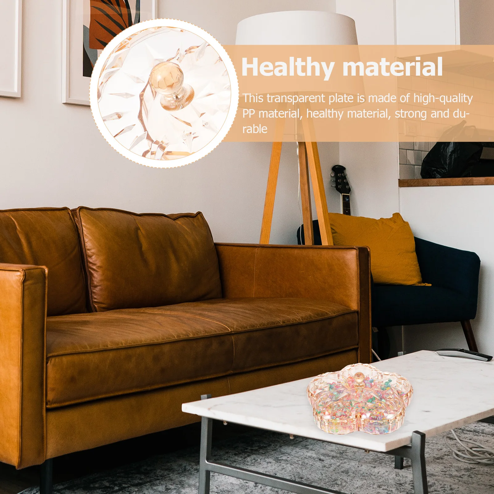 

Exquisite Sectional Tray Transparent Dried Fruit Box Home Snack Holder Polished Smooth Meticulous Workmanship 6-Grid Candy Tray