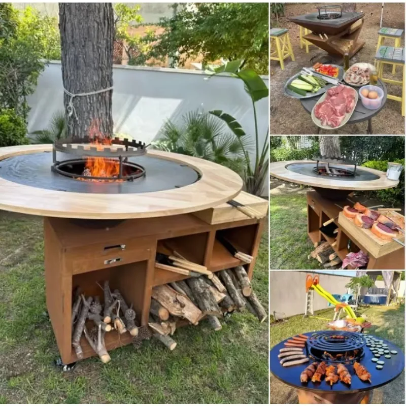 

Airo Outdoor Corten Steel European BBQ Grill Metal Corten Steel Fire Pit Charcoal Bbq Grill