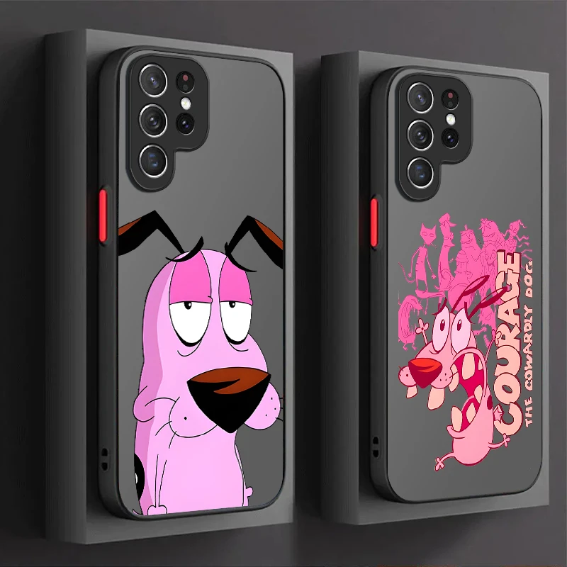 Cartoon Courages Cowardly Dog Case For Samsung Galaxy S24 S23 S22 Ultra S21 S20 FE S10 Plus A15 A25 A35 A55 5G Note 20 10 Cover