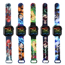 Cartoon LED Child Electronic Watch Spiderman Hello Kitty Anime Printing Pattern Naruto One Piece Student Wrist Watch Kids Gift