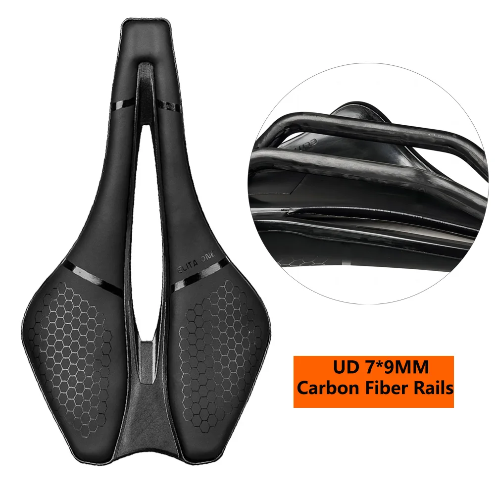 Ultralight Hollow Comfortable Bicycle Saddle, 143 Carbon Rails, MTB Road Bike Seat, Bicycle Cushion Parts