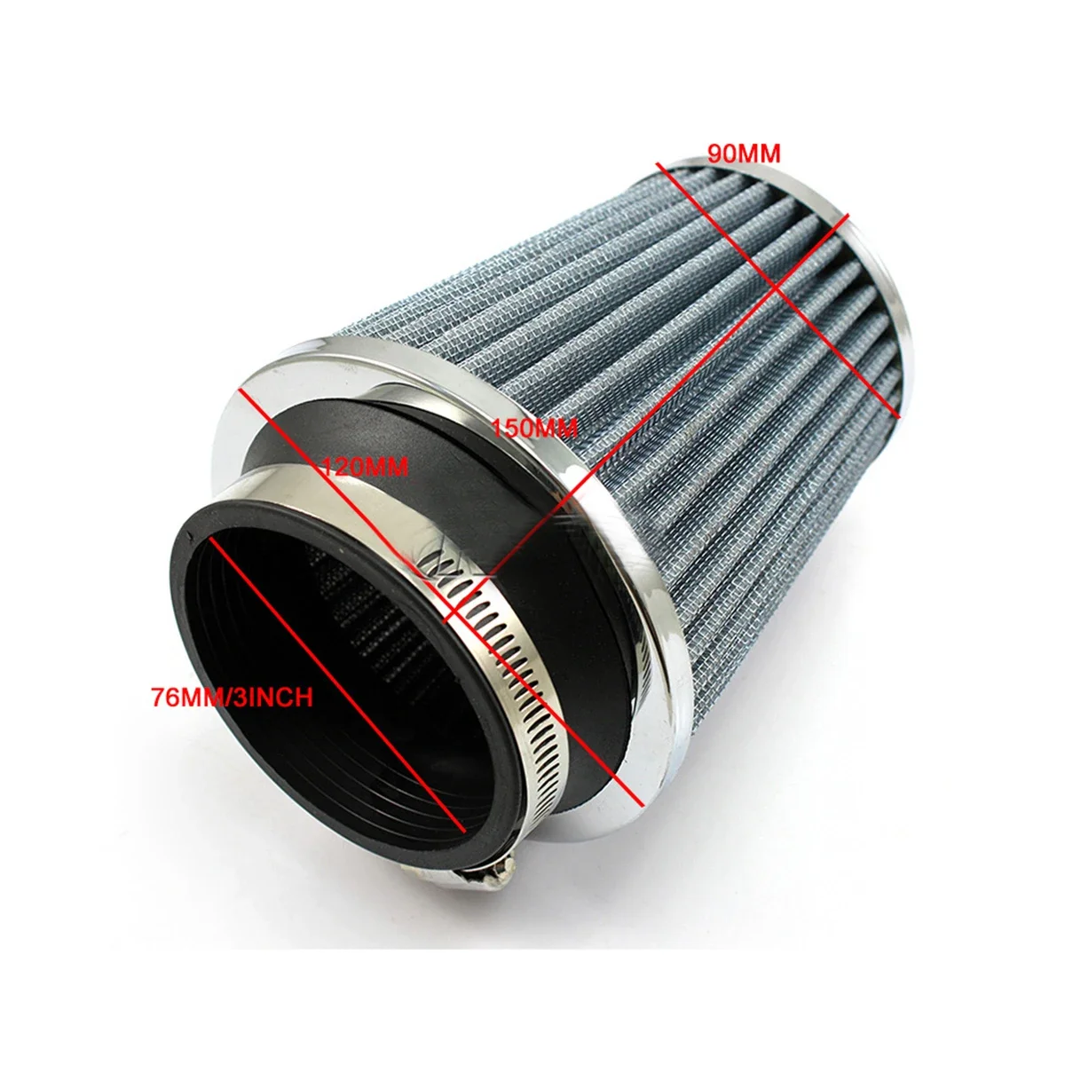 76mm Car Air Filter 3 Inch Car Racing Sport Air-Filter Breather Filter Mesh Cone Universal High Flow Auto Cold Air Intake Filter