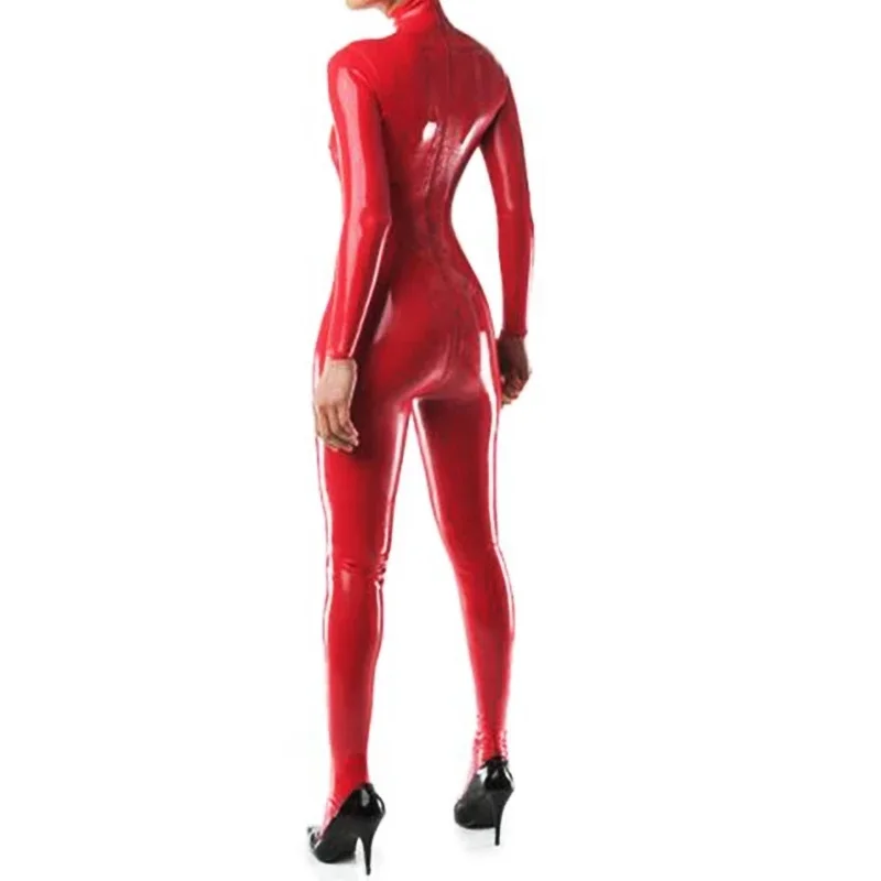 Latex Catsuit handgemaakte rubberen bodysuit met rugkruis Zip borstrits voor vrouwen Latex pak aanpassen