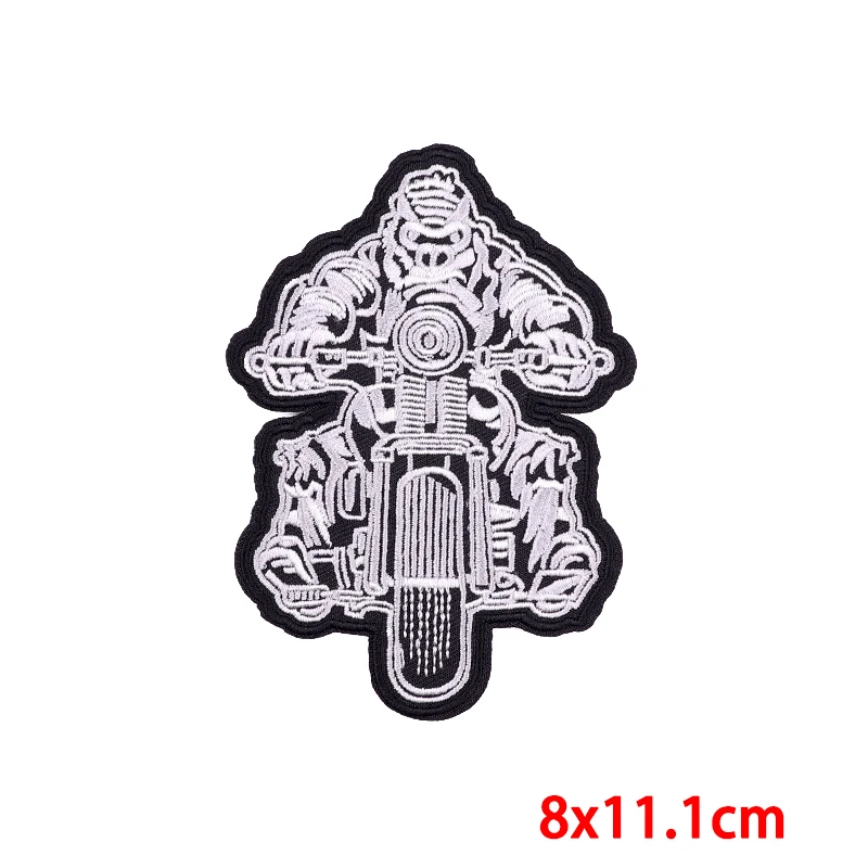 Skeleton Punk Rock Iron On Patches–Embroidered Horror Skull for Clothing Thermoadhesive Biker Decorate Badge Perfect for Jackets