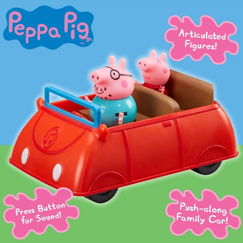 Peppa Schwein Familien auto mit Sound Spielset Anime Action figur Cartoon Tiermodell niedliche Puppe Figur Kinderspiel zeug Weihnachts geschenk