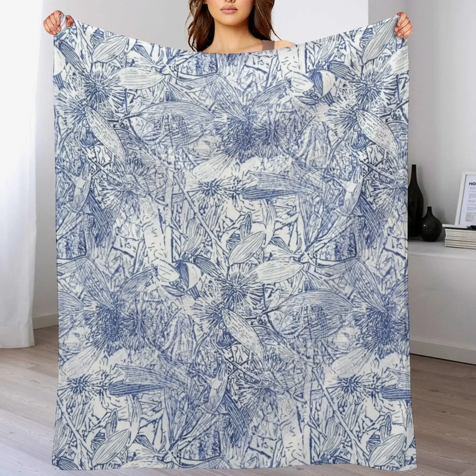 

Hakea, Blue Throw Blanket sofa bed christmas gifts bed plaid Luxury Thicken Blankets