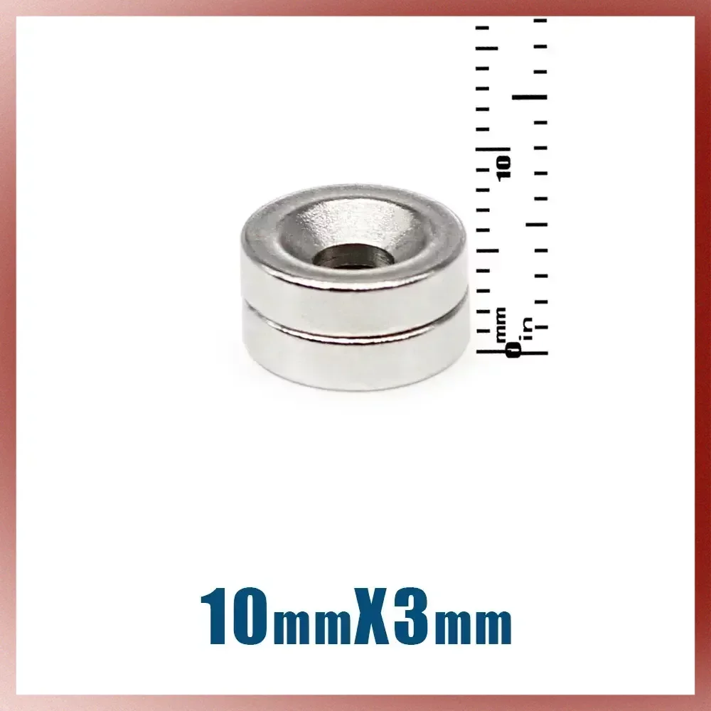 

20/50/100/200PCS 10x3-3mm Small Round Magnet with Hole Super Strong N35 Countersunk Neodymium Magnets Fishing Magnet