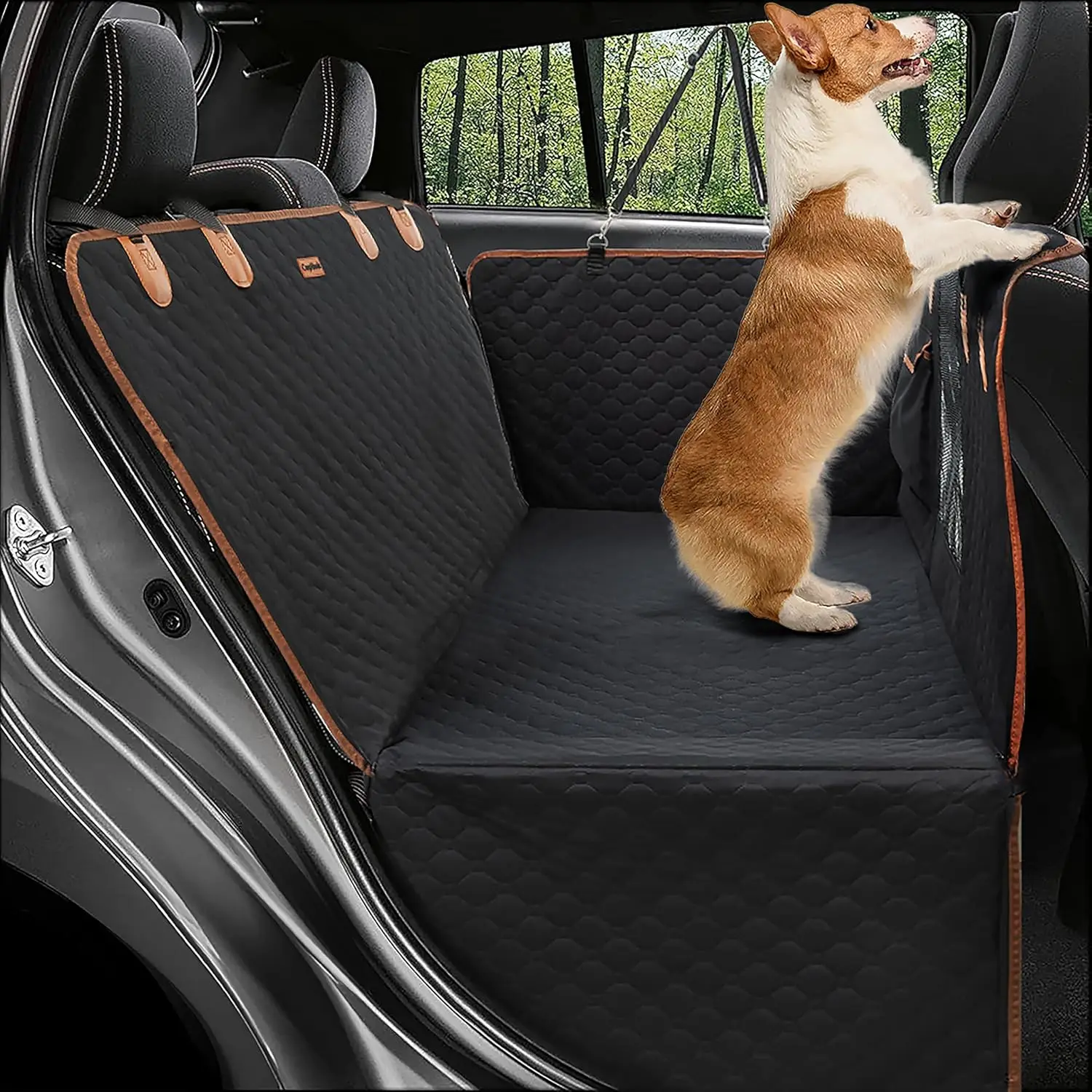 

Back Seat Extender for Dogs, Hard Bottom Dog Car Seat Cover,Waterproof Dog Car Hammock, Pet Backseat Protector