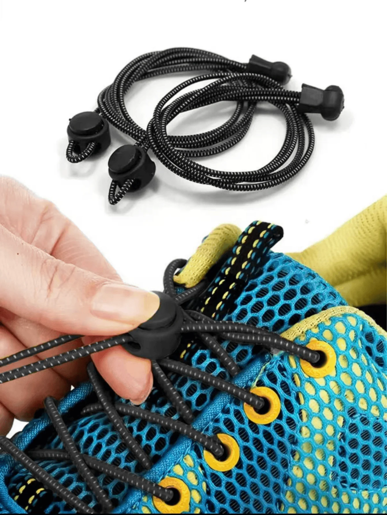 1 Pair of Elastic Shoelaces with Buckles, Black No-Tie Shoel