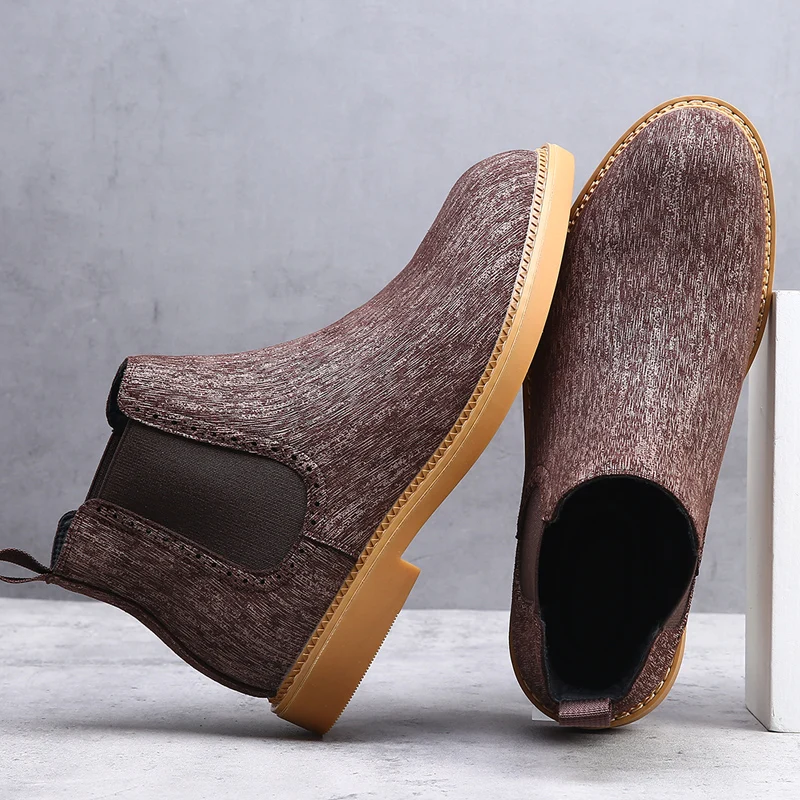 Autumn and Winter Men Plus Size Chelsea Boots Round Toe Elastic Band Simple and Comfortable Youthful and Casual Fashionable Boot