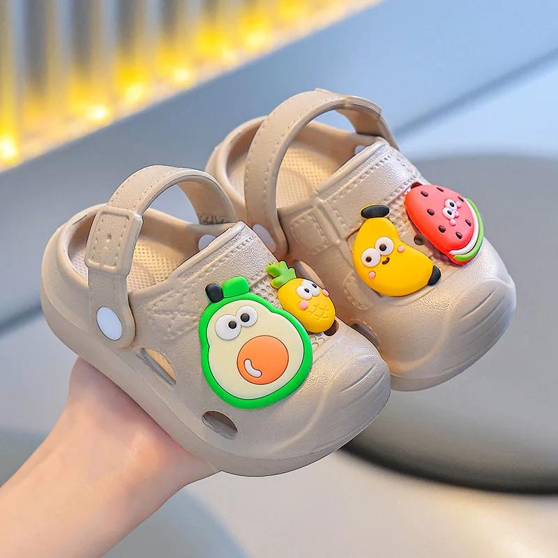 EVA Kids Summer Slippers, Cute Cartoon Non-Slip Closed-Toe Clogs, Toddler Sandals for Boys and Girls