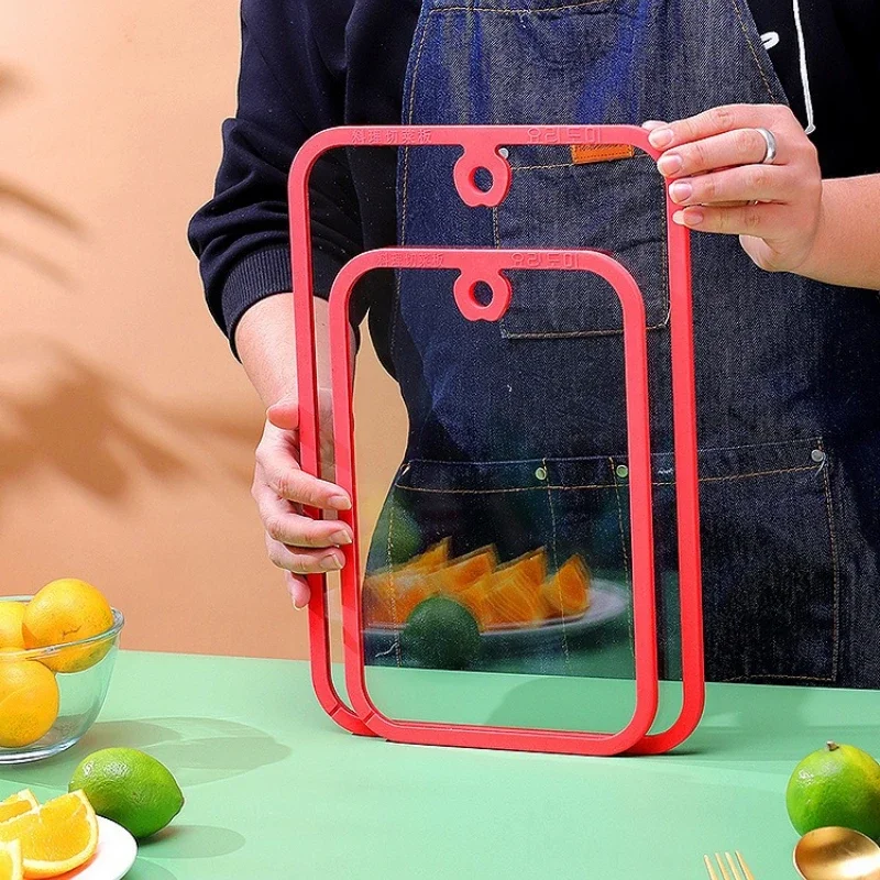 Transparent Tempered Glass Cutting Board Double Sided Anti Mold Chopping Board for Vegetables and Cooked Food Kitchen Use