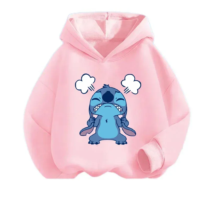 Disney-Sweat à capuche à manches longues pour filles, pulls Harajuku, sweat à capuche décontracté, série Stitch, automne, hiver, nouveau