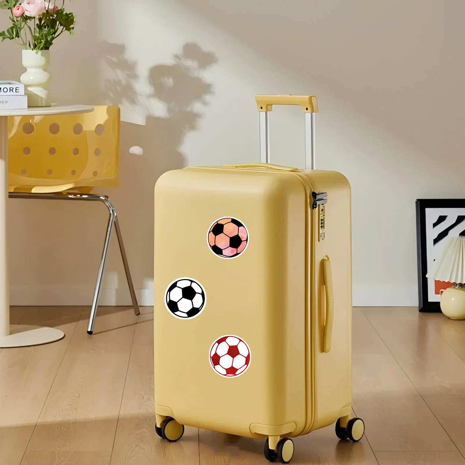 60 ملصقًا كرتونيًا لكرة القدم، زجاجة مياه رياضية تنافسية ومبتكرة، قرص تزيين مقاوم للماء