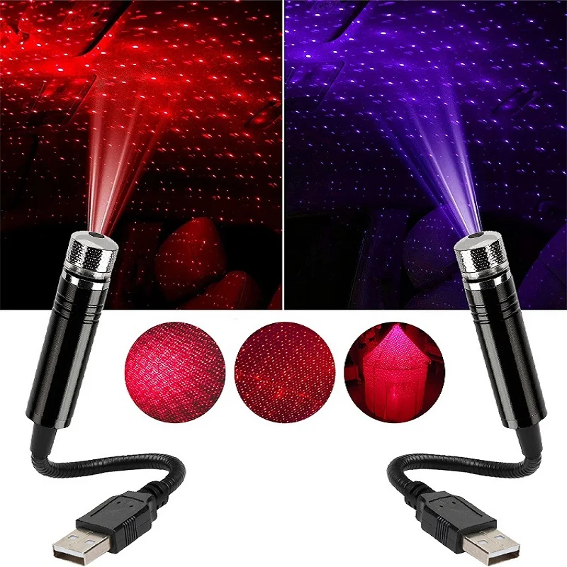 USB Car Roof Star Led Interior Light Starry Laser Atmosphere Ambient Projector Auto Decoration Bedroom Party Ceiling  Home Decor