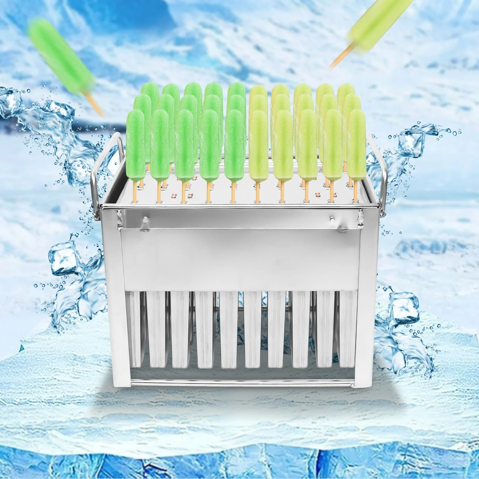 

36.5*30.5*26cm Ice Cream Molds Silver Stainless Steel Ice Cream Molds Stainless Steel 30 Pieces Ice Cream Molds