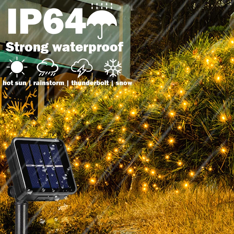 Outdoor LED Solar String Lights, lâmpadas de rua à prova d\'água, jardim lâmpadas, guirlanda, Natal, fada, 50, 100, 200, 300 LEDs