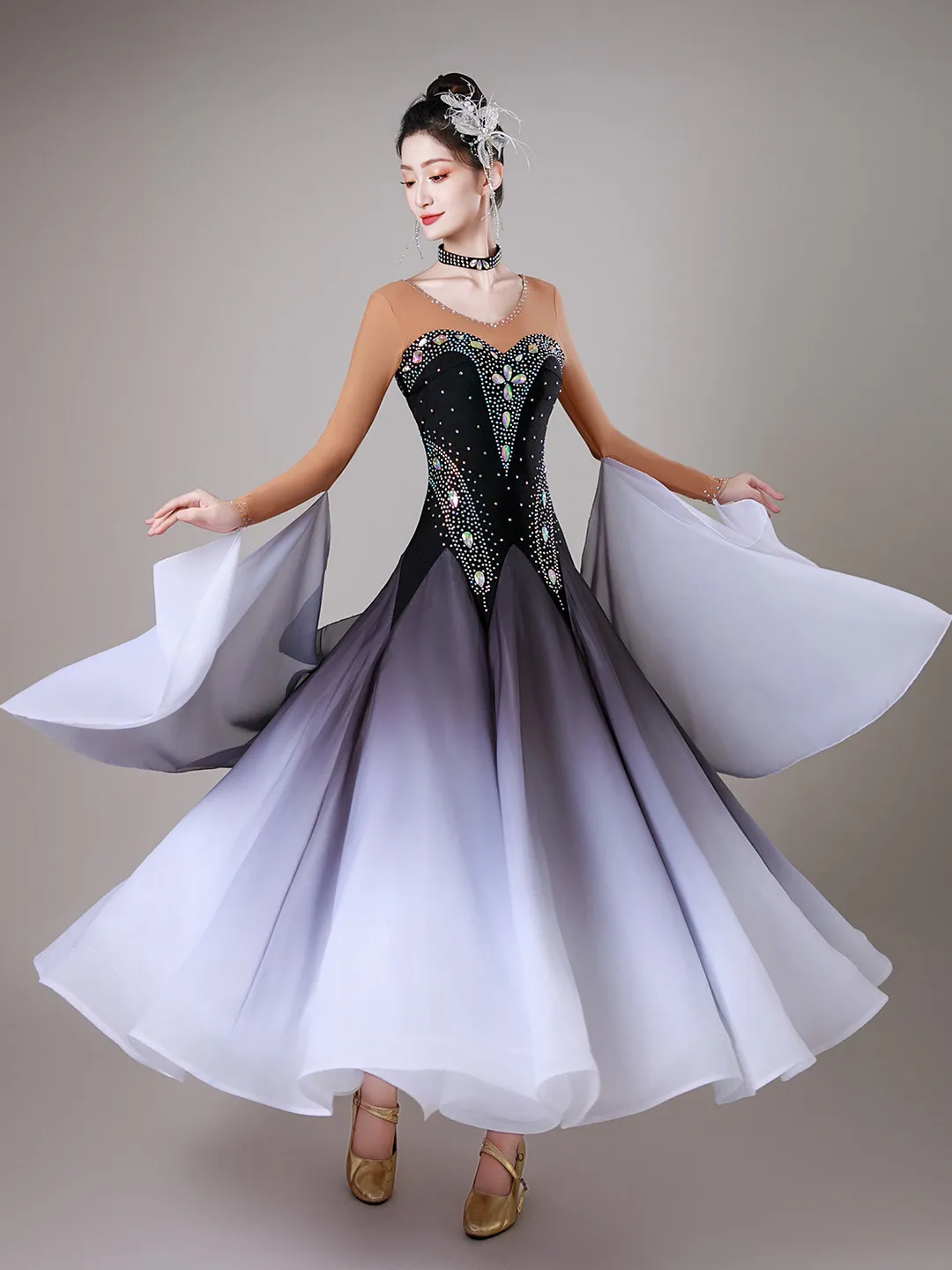 Modern Dance Dress 2026 New Gradient Color Social Dance Costumes Ballroom Dancing Competition Performance Waltz Tango Dancewear
