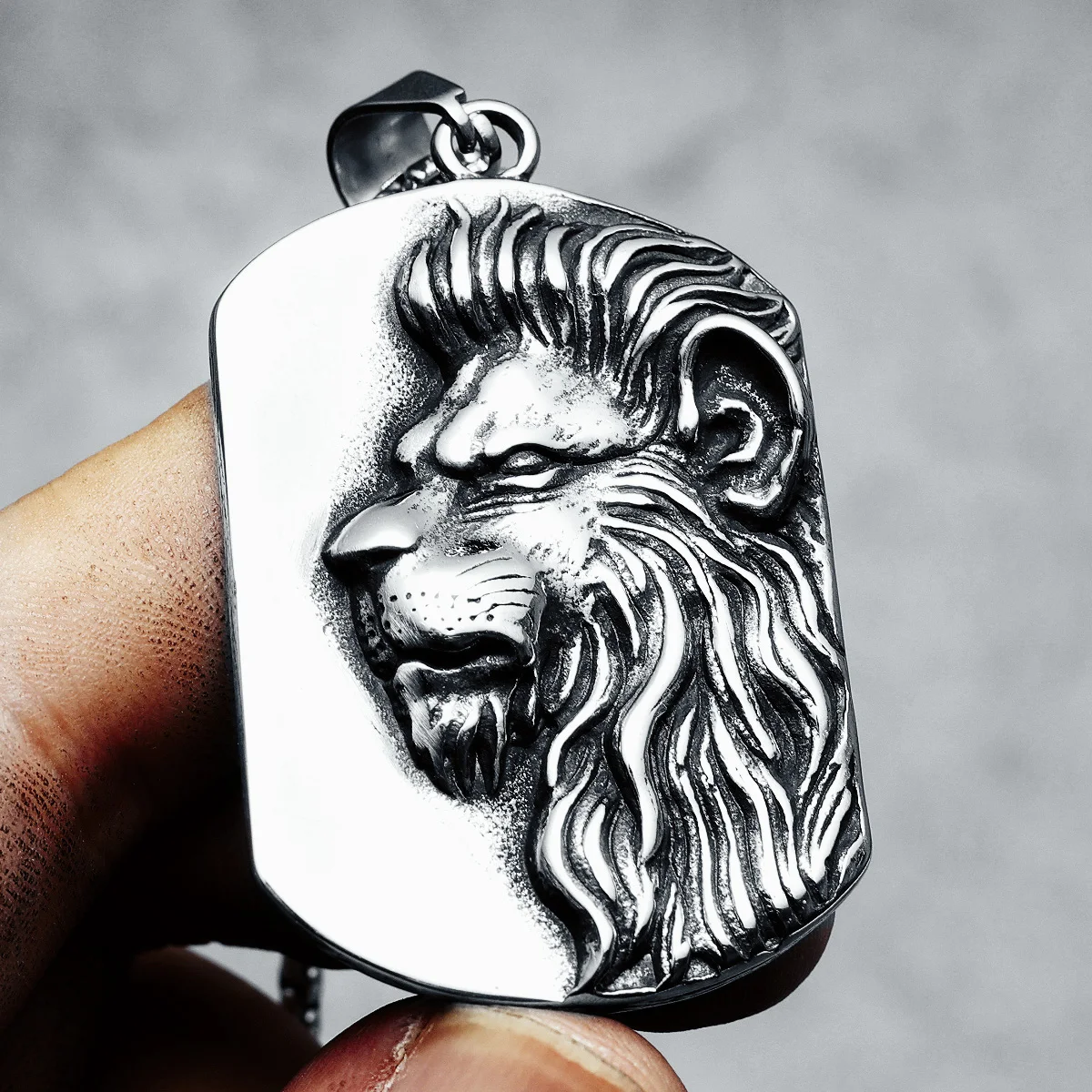 Wild Lion Face Men Necklaces Military Card 316L Stainless Steel Animal Pendant Chain Rock Punk for Friend Male Jewelry Best Gift