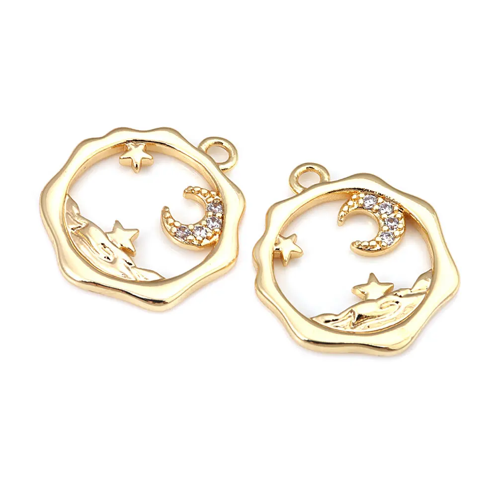 4PCS 18K Gold Color Brass Zircon Moon Star Charms Pendants Necklace Earrings Diy Jewelry Accessories Rosediy official-website