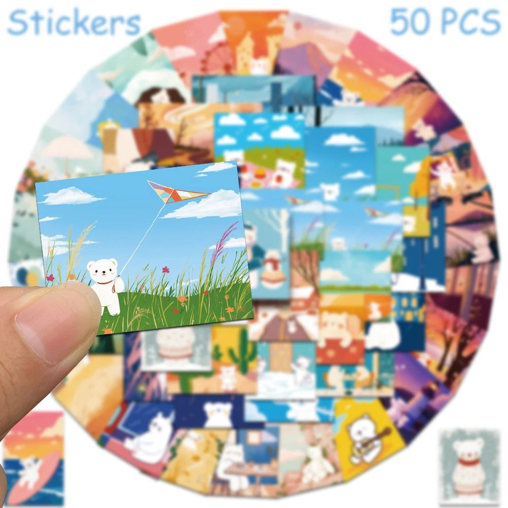 50pcs Cute Illustrations Stickers Decals For Phone Laptop Scrapbook Skateboard Guitar DIY Cartoon Aesthetic Stickers Kids Gifts