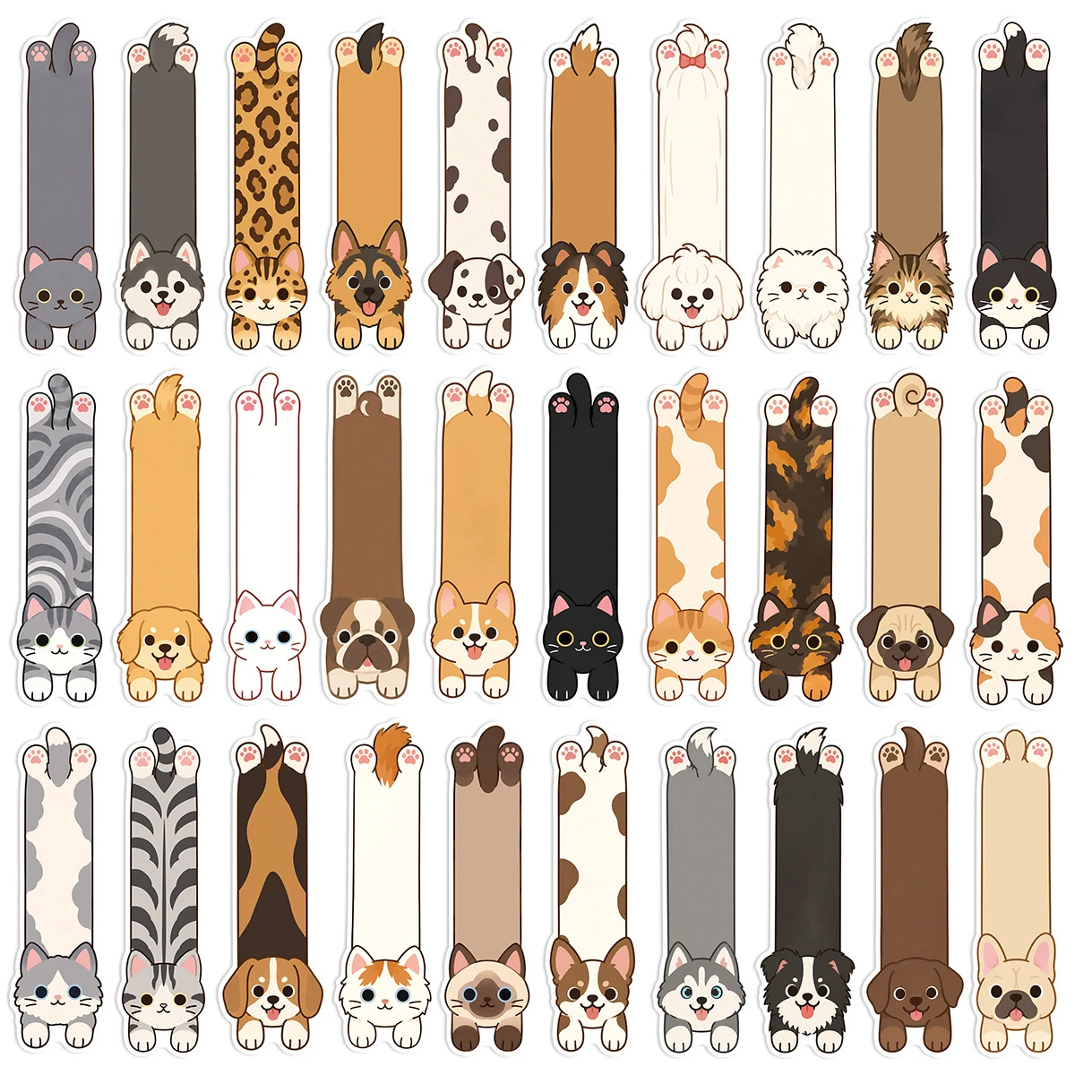 30PCS Cute Cat Dog Bookmark Cartoon Reading Page Book Annotation Decoration Notebook Clip Student Creative Gift Bookmark